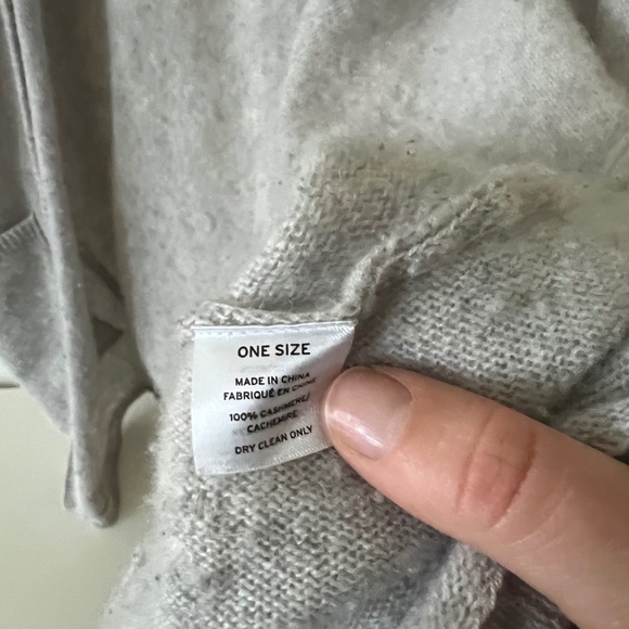 Halogen One Size Gray Open Front 100% Cashmere 3/4 Sleeve Cardigan - Picture 6 of 10